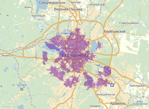 Карта покрытия 4g мегафон свердловская область карта