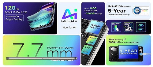 :  Infinix Hot 50 4G   Helio G100  6,78-  FHD+